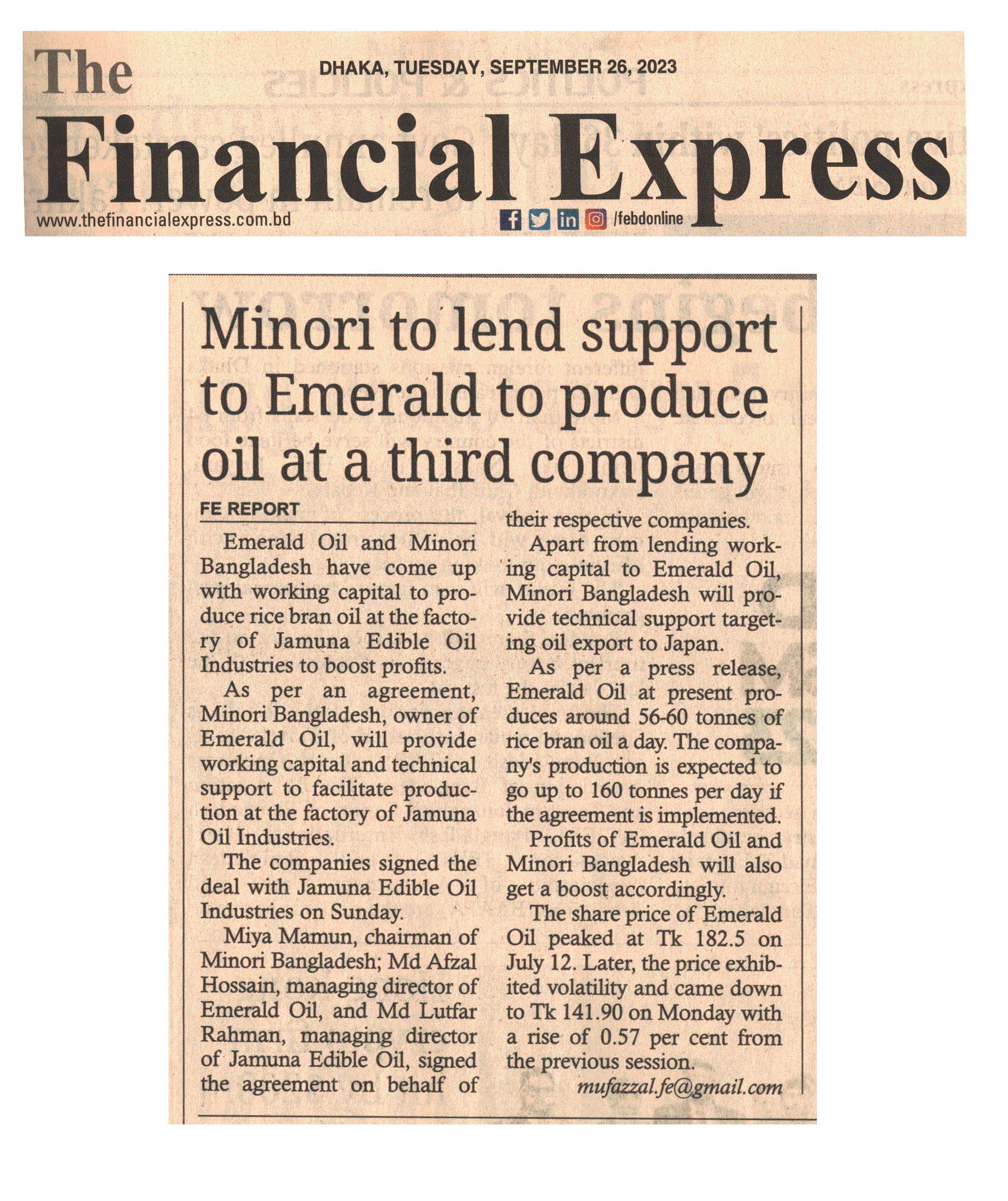 You are currently viewing Minori to lend support to Emerald to produce oil at a third company